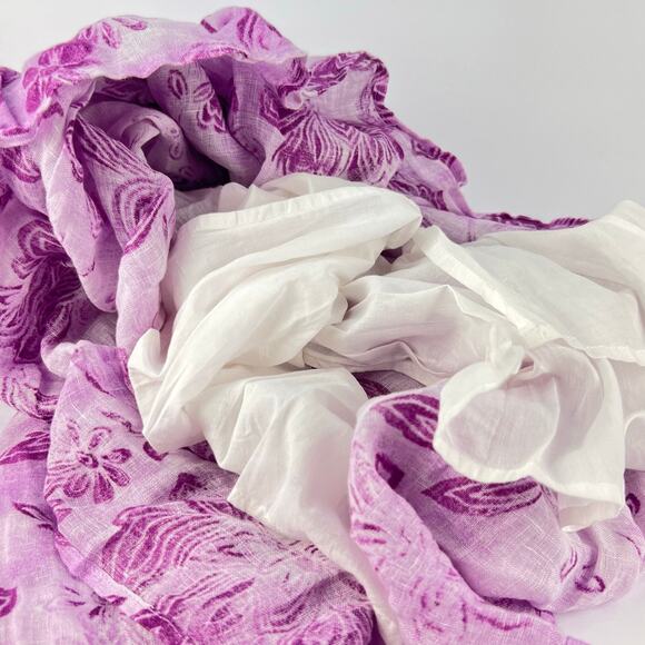 NEW J Jill 10 Women's 100% Linen Flowy Full Maxi Skirt Lined Purple Floral - Picture 6 of 12